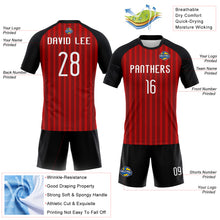 Load image into Gallery viewer, Custom Red White-Black Lines Sublimation Volleyball Uniform Jersey