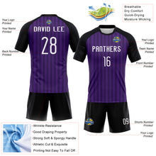 Load image into Gallery viewer, Custom Purple White-Black Lines Sublimation Volleyball Uniform Jersey