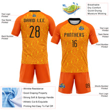Load image into Gallery viewer, Custom Orange Black-Yellow Geometric Shape Sublimation Volleyball Uniform Jersey