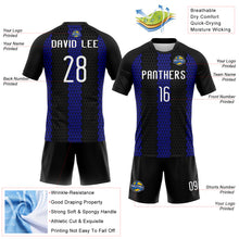 Load image into Gallery viewer, Custom Black White-Royal Geometric Shape Sublimation Volleyball Uniform Jersey