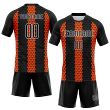 Load image into Gallery viewer, Custom Black Orange-White Geometric Shape Sublimation Volleyball Uniform Jersey