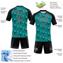 Load image into Gallery viewer, Custom Lakes Blue Black-White Geometric Shape Sublimation Volleyball Uniform Jersey