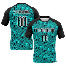 Load image into Gallery viewer, Custom Lakes Blue Black-White Geometric Shape Sublimation Volleyball Uniform Jersey