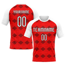 Load image into Gallery viewer, Custom Red White-Black Geometric Shape Sublimation Volleyball Uniform Jersey