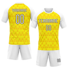 Load image into Gallery viewer, Custom Light Yellow White-Black Splash Sublimation Volleyball Uniform Jersey