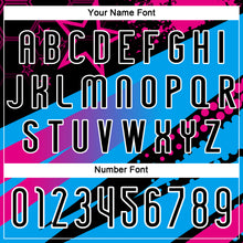 Load image into Gallery viewer, Custom Black Sky Blue-Pink Geometric Shape And Splash Sublimation Volleyball Uniform Jersey