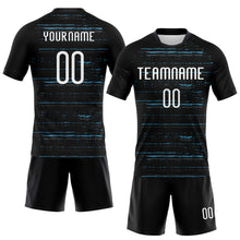Load image into Gallery viewer, Custom Black White-Sky Blue Bright Lines Sublimation Volleyball Uniform Jersey