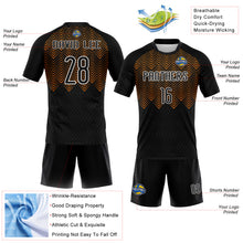 Load image into Gallery viewer, Custom Black Bay Orange-White Geometric Shape Sublimation Volleyball Uniform Jersey