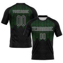 Load image into Gallery viewer, Custom Black Grass Green-White Geometric Shape Sublimation Volleyball Uniform Jersey
