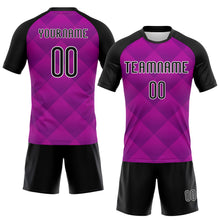 Load image into Gallery viewer, Custom Purple Black-White Geometric Shape Sublimation Volleyball Uniform Jersey