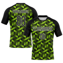 Load image into Gallery viewer, Custom Neon Green Black-White Geometric Shape Sublimation Volleyball Uniform Jersey