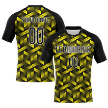 Load image into Gallery viewer, Custom Light Yellow Black-White Geometric Shape Sublimation Volleyball Uniform Jersey
