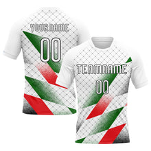 Load image into Gallery viewer, Custom White Black Red-Kelly Green Palestine Geometric Shape Sublimation Volleyball Uniform Jersey