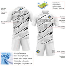 Load image into Gallery viewer, Custom White Black Abstract Brush Sublimation Volleyball Uniform Jersey