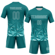 Load image into Gallery viewer, Custom Midnight Green White Geometric Shape Sublimation Volleyball Uniform Jersey