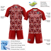 Load image into Gallery viewer, Custom Red White Geometric Shape Sublimation Volleyball Uniform Jersey