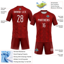 Load image into Gallery viewer, Custom Red White Geometric Shape Sublimation Volleyball Uniform Jersey