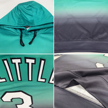 Load image into Gallery viewer, Custom Stitched Teal White-Black Fade Fashion Sports Pullover Sweatshirt Hoodie