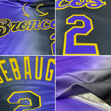 Load image into Gallery viewer, Custom Stitched Black Purple-Gold Gradient Fashion Sports Pullover Sweatshirt Hoodie