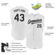 Load image into Gallery viewer, Custom White Black Pinstripe Gray Authentic Sleeveless Baseball Jersey