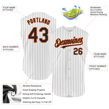 Load image into Gallery viewer, Custom White Black Pinstripe Orange Authentic Sleeveless Baseball Jersey