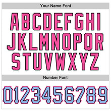 Load image into Gallery viewer, Custom White Black Pinstripe Light Blue-Pink Authentic Sleeveless Baseball Jersey