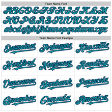 Load image into Gallery viewer, Custom White Teal Pinstripe Navy Authentic Sleeveless Baseball Jersey