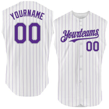 Load image into Gallery viewer, Custom White Purple Pinstripe Gray Authentic Sleeveless Baseball Jersey