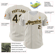 Load image into Gallery viewer, Custom White (Black Old Gold Pinstripe) Black-Old Gold Authentic Baseball Jersey