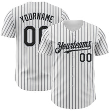 Load image into Gallery viewer, Custom White (Black Gray Pinstripe) Black-Gray Authentic Baseball Jersey
