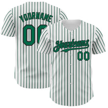 Load image into Gallery viewer, Custom White (Black Kelly Green Pinstripe) Kelly Green-Black Authentic Baseball Jersey