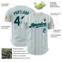 Load image into Gallery viewer, Custom White (Black Teal Pinstripe) Black-Teal Authentic Baseball Jersey