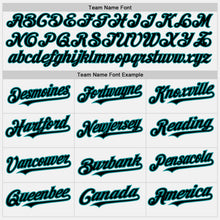 Load image into Gallery viewer, Custom White (Black Teal Pinstripe) Black-Teal Authentic Baseball Jersey