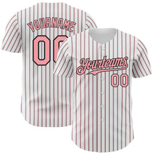 Load image into Gallery viewer, Custom White (Black Medium Pink Pinstripe) Silver-Black Authentic Baseball Jersey
