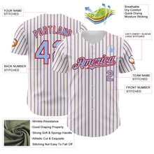 Load image into Gallery viewer, Custom White (Red Light Blue Pinstripe) Light Blue-Red Authentic Baseball Jersey