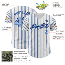 Load image into Gallery viewer, Custom White (Navy Light Blue Pinstripe) Light Blue-Navy Authentic Baseball Jersey