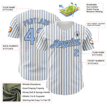 Load image into Gallery viewer, Custom White (Steel Gray Light Blue Pinstripe) Light Blue-Steel Gray Authentic Baseball Jersey