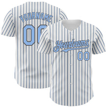 Load image into Gallery viewer, Custom White (Steel Gray Light Blue Pinstripe) Light Blue-Steel Gray Authentic Baseball Jersey