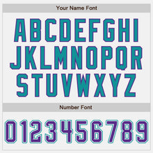 Load image into Gallery viewer, Custom White (Purple Teal Pinstripe) Purple-Teal Authentic Baseball Jersey