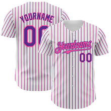 Load image into Gallery viewer, Custom White (Purple Pink Pinstripe) Purple-Pink Authentic Baseball Jersey