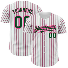 Load image into Gallery viewer, Custom White (Green Pink Pinstripe) Green-Pink Authentic Baseball Jersey