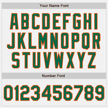 Load image into Gallery viewer, Custom White (Kelly Green Orange Pinstripe) Kelly Green-Orange Authentic Baseball Jersey