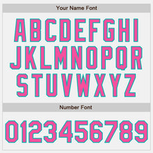 Load image into Gallery viewer, Custom White (Aqua Pink Pinstripe) Pink-Aqua Authentic Baseball Jersey