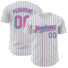 Load image into Gallery viewer, Custom White (Aqua Pink Pinstripe) Pink-Aqua Authentic Baseball Jersey