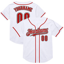 Load image into Gallery viewer, Custom White Red-Black Mesh Authentic Throwback Baseball Jersey