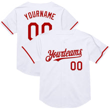 Load image into Gallery viewer, Custom White Red Mesh Authentic Throwback Baseball Jersey