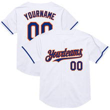 Load image into Gallery viewer, Custom White Royal-Orange Mesh Authentic Throwback Baseball Jersey