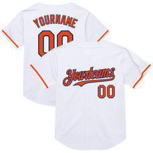 Load image into Gallery viewer, Custom White Orange-Royal Mesh Authentic Throwback Baseball Jersey