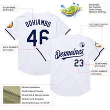 Load image into Gallery viewer, Custom White Navy Mesh Authentic Throwback Baseball Jersey
