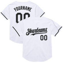 Load image into Gallery viewer, Custom White Black-Gray Mesh Authentic Throwback Baseball Jersey